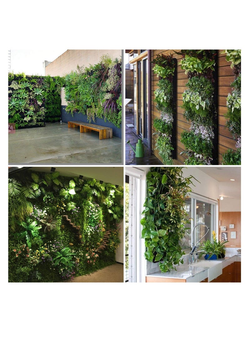 2 Pack Wall Planting Bags 7 Pocket Wall Hanging Vertical Planter Planting Grow Bags Garden Wall Planter for Yard Garden Home Decoration(Black) - Image 2